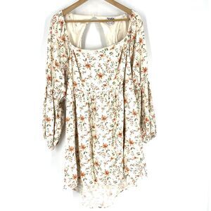 Arula Dress Mini Babydoll Size B 2X Ivory Long Sleeve Peasant Prairie Cottage